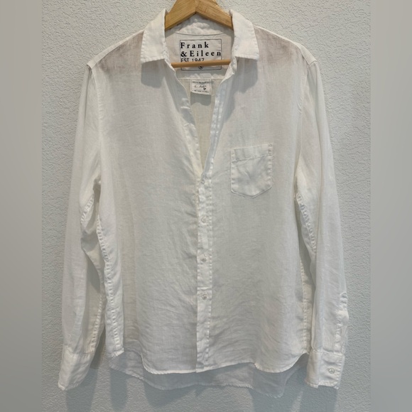 Frank & Eileen ‘Eileen’ Linen White Button-Up Shirt - Picture 2 of 5